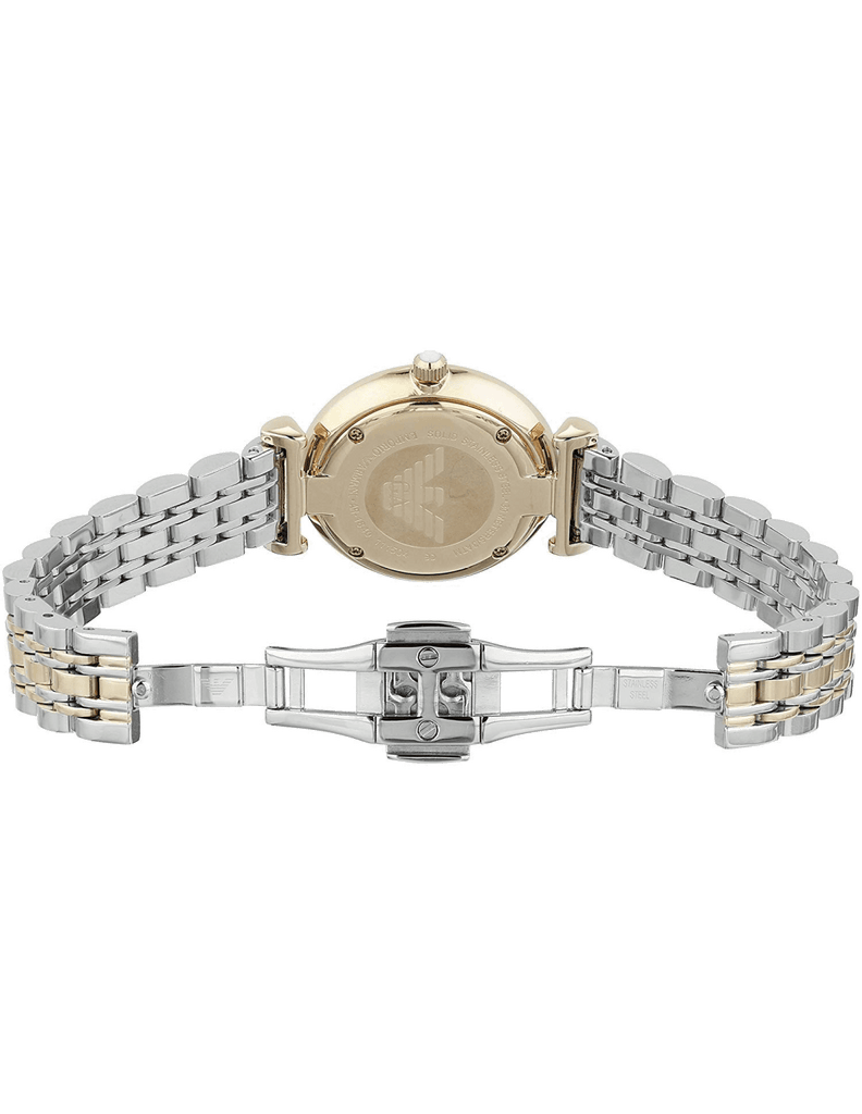 Emporio Armani T Bar Gianni Classic Mother Of Pearl Dial Two Tone Steel Strap Watch For Women - AR1683