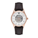 Emporio Armani Meccanico White Dial Brown Leather Strap Watch For Men - AR1920