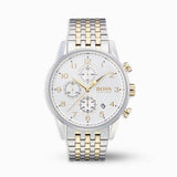 Hugo Boss Navigator Chronograph White Dial Two Tone Steel Strap Watch for Men - 1513499