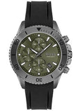 Hugo Boss Admiral Chronograph Green Dial Black Rubber Strap Watch for Men - 1513967