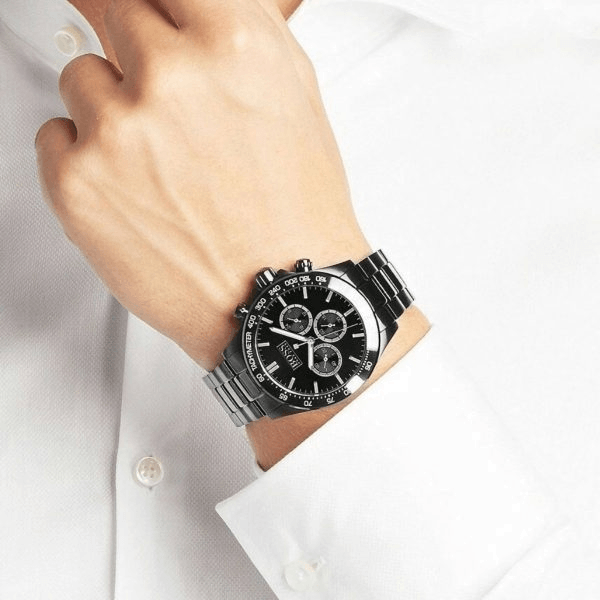 Hugo Boss Ikon Black Dial Silver Steel Strap Watch for Men - 1512965