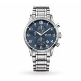 Hugo Boss Aeroliner Chronograph Blue Dial Silver Steel Strap Watch for Men - 1513183