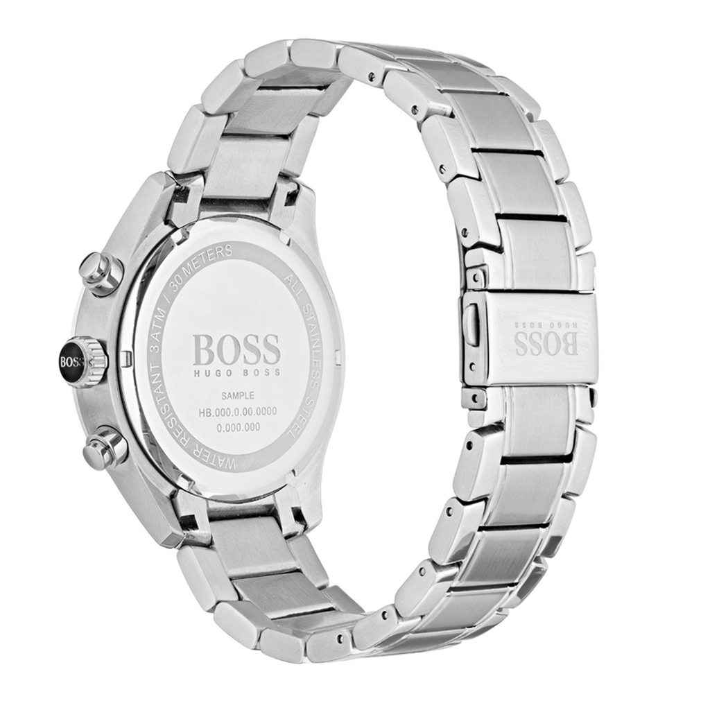Hugo Boss Grand Prix Chronograph Blue Dial Silver Steel Strap Watch for Men - 1513478