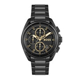 Hugo Boss Volane Chronograph Black Dial Black Steel Strap Watch for Men - 1513950