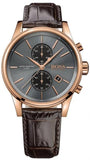 Hugo Boss Jet Chronograph Grey Dial Brown Leather Strap Watch for Men - 1513281