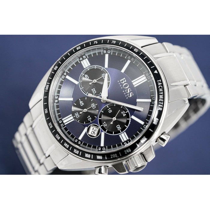 Hugo Boss Driver Chronograph Blue Dial Silver Steel Strap Watch for Men - 1513081