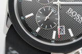 Hugo Boss Velocity Chronograph Black Dial Black Leather Strap Watch for Men - 1513716