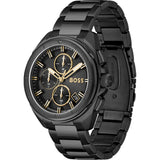 Hugo Boss Volane Chronograph Black Dial Black Steel Strap Watch for Men - 1513950