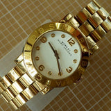 Marc Jacobs Amy White Dial Gold Steel Strap Watch for Women - MBM3056