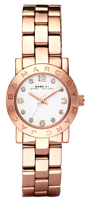 Marc Jacobs Mini Amy White Dial Rose Gold Steel Strap Watch for Women - MBM3078