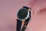 Emporio Armani Gianni T Bar Analog Blue Dial Black Leather Strap Watch For Women - AR1989