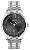 Hugo Boss Officer Black Dial Silver Steel Strap Watch for Men - 1513614