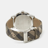 Burberry The City Smoke Dial Checked Brown Leather Strap Watch for Men - BU9358