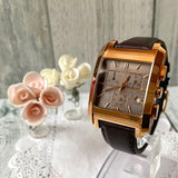 Burberry Heritage Chronograph Square Grey Dial Brown Leather Strap Watch for Men - BU1566