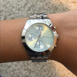 Marc Jacobs Peeker Chronograph Silver Dial Silver Steel Strap Watch for Women - MBM3371