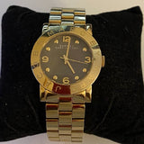 Marc Jacobs Amy Black Dial Gold Steel Strap Watch for Women - MBM3273