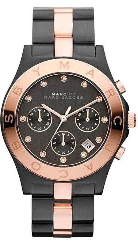 Marc Jacobs Blade Chronograph Grey Dial Two Tone Steel Strap Watch for Women - MBM3180