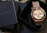 Marc Jacobs Blade Chronograph Rose Gold Dial Rose Gold Steel Strap Watch for Women - MBM3102