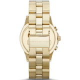 Marc Jacobs Blade Chronograph Blue Dial Gold Steel Strap Watch for Women - MBM3307