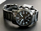 Marc Jacobs Larry Chronograph Black Dial Grey Steel Strap Watch for Men - MBM5051