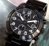 Marc Jacobs Larry Chronograph Black Dial Black Steel Strap Watch for Men - MBM5032