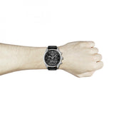 Hugo Boss Champion Chronograph Black Dial Black Leather Strap Watch for Men - 1513816