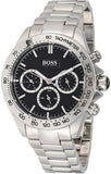 Hugo Boss Ikon Chronograph Black Dial Silver Steel Strap Watch for Men - 1512965