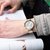 Hugo Boss Flawless Chronograph Silver Dial Gold Mesh Bracelet Watch for Women - 1502552