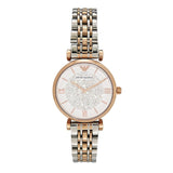 Emporio Armani Gianni T Bar White Dial Two Tone Steel Strap Watch For Women - AR1926