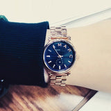 Marc Jacobs Baker Navy Blue Dial Rose Gold Steel Strap Watch for Women - MBM3332