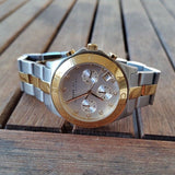 Marc Jacobs Blade Chronograph Silver Dial Two Tone Steel Strap Watch for Women - MBM3177