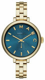 Marc Jacobs Sally Blue Dial Gold Steel Strap Watch for Women - MBM3366