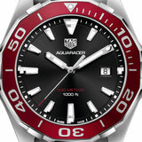 Tag Heuer Aquaracer Black Dial Silver Steel Strap Watch for Men - WAY101B.BA0746