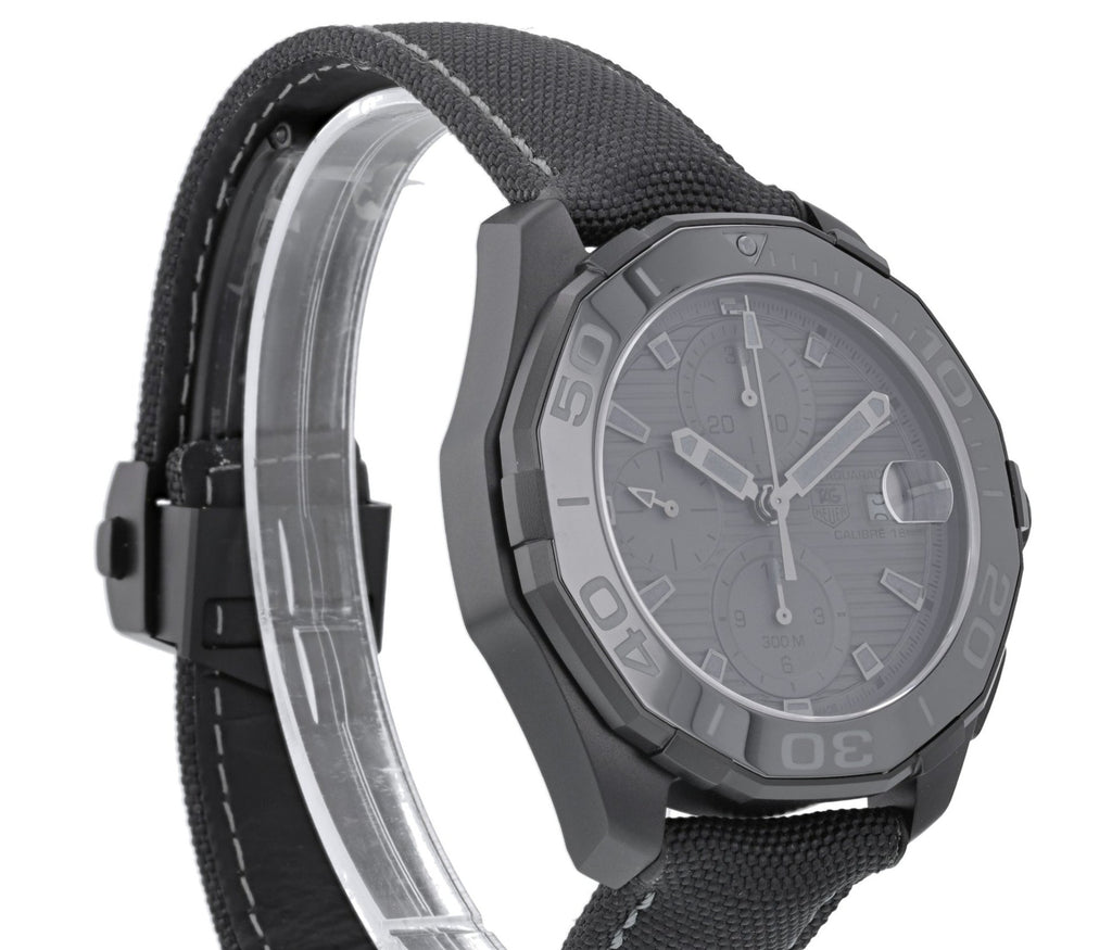 Tag Heuer Aquaracer Automatic Chronograph Special Edition Titanium Grey Dial Black Leather Strap Watch for Men - CAY218B.FC6370