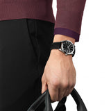 Tissot Gentleman Powermatic 80 Silicium Black Dial Black Leather Strap Watch For Men - T127.407.16.051.00