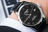 Tissot Le Locle Powermatic 80 Black Dial Black Leather Strap Watch For Men - T006.407.16.053.00