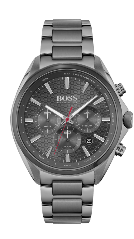 Hugo Boss Distinct Chronograph Grey Dial Grey Steel Strap Watch for Men - 1513858