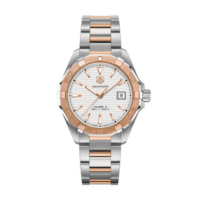 Tag Heuer Aquaracer Calibre 5 Automatic White Dial Two Tone Steel Strap Watch for Men - WAY2150.BD0911