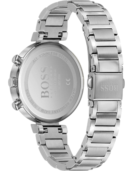 Hugo Boss Flawless Chronograph Silver Dial Silver Steel Strap Watch for Women - 1502530