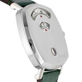 Gucci Grip Quartz Silver Dial Green Leather Strap Unisex Watch - YA157406