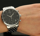 Tissot T Classic Tradition Chronograph Black Dial Silver Steel Strap Watch For Men - T063.617.11.067.00